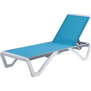 Kozyard Patio Chaise Lounge Chair - Full Flat Alumium & Resin Legs, Outdoor Reclining Adjustable Chair for Sunbathing, Perfect for Beach, Patio, Lounge Set or Patio Table (1 Pack Aqua W/O Table)