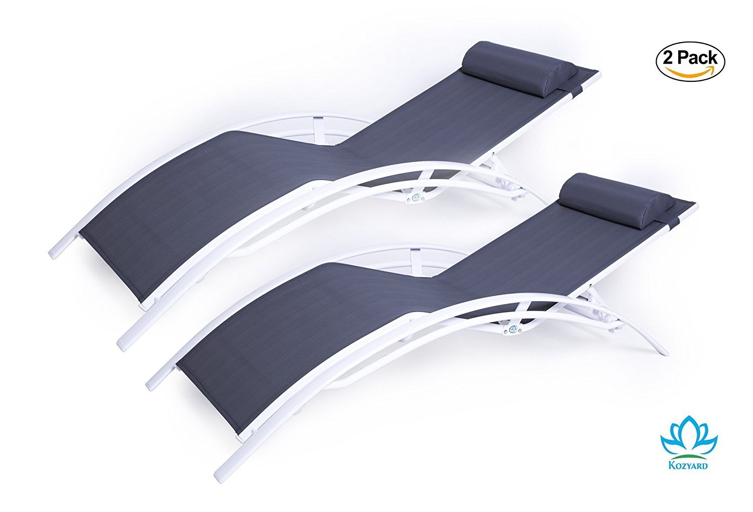 Kozyard Patio Reclining Adjustable Chaise Lounge Aluminum and Textilene Sunbathing Chair (2 Pack) - image 1 of 7