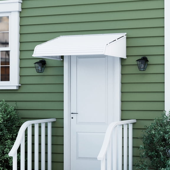 Kozyard WeatherShield PVC Awning with 2 Side Wings W48'' x D40'' for Door Entrance - Durable Porch Awning for House - Exterior Door Canopy - Front-Door Awnings - Weather-Resistant