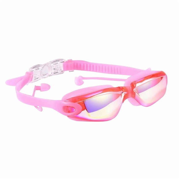 Kozzylandra Adult Swimming Goggles with Earplugs,Silica gel Swimming Goggles Anti Fog No Leaking UV Protection for Men Women Adult Youth,Purple