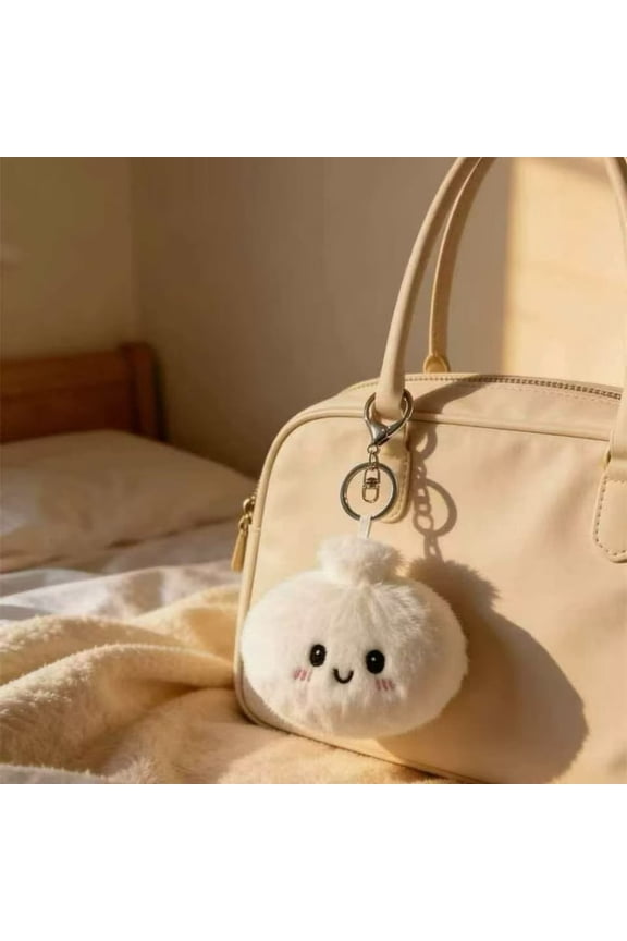 Plush Steamed Bun Squishy Keychain, Soft Slow-Rising Stress Relief Pendant, Cute Xiaolongbao Portable Keychain for Daily Use,D