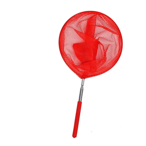 Kozzylandra Pool Skimmer Net with Pole, Fine Nylon Mesh Leaf Rake, Cleans Bugs, Leaves & Debris, 14.57"–33.86" Adjustable Length, Red