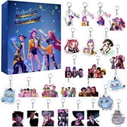 Kp+op Dem,on Hun_ters Advent Calendar 2025 with 24Pcs 2D Keyring ornaments for Christmas Balls Boys Girls Kpop Party Supplies