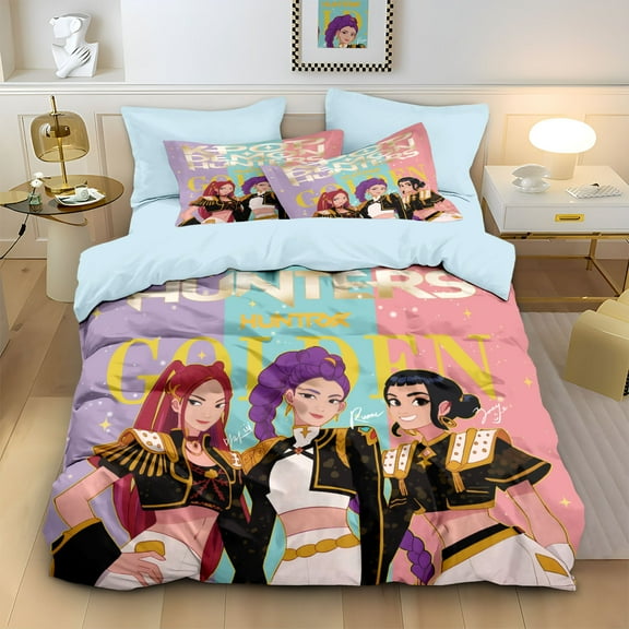 Kpop 3-Piece Bedding Set: Featuring vibrant anime designs and themed patterns, this bedding set is ideal for anime fans.