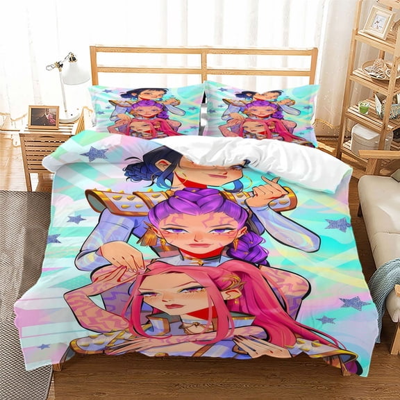 Kpop 3-Piece Bedding Set: Featuring vibrant anime designs and themed patterns, this bedding set is ideal for anime fans.