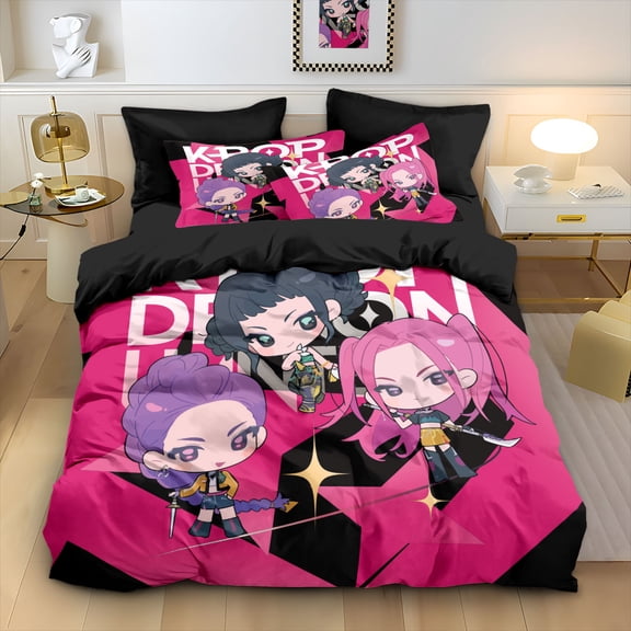 Kpop 3-Piece Bedding Set: Featuring vibrant anime designs and themed patterns, this bedding set is ideal for anime fans.