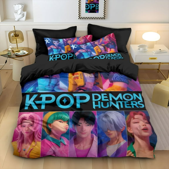 Kpop 3-Piece Bedding Set: Featuring vibrant anime designs and themed patterns, this bedding set is ideal for anime fans.