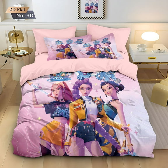 Kpop 3-Piece Bedding Set: Featuring vibrant anime designs and themed patterns, this bedding set is ideal for anime fans.