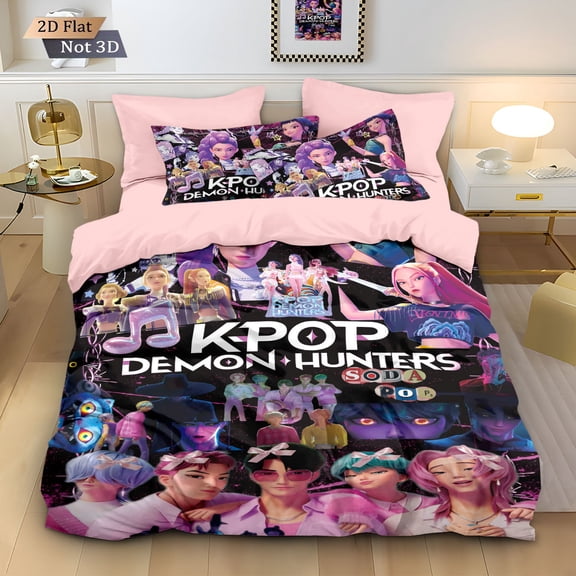 Kpop 3-Piece Bedding Set: Featuring vibrant anime designs and themed patterns, this bedding set is ideal for anime fans.