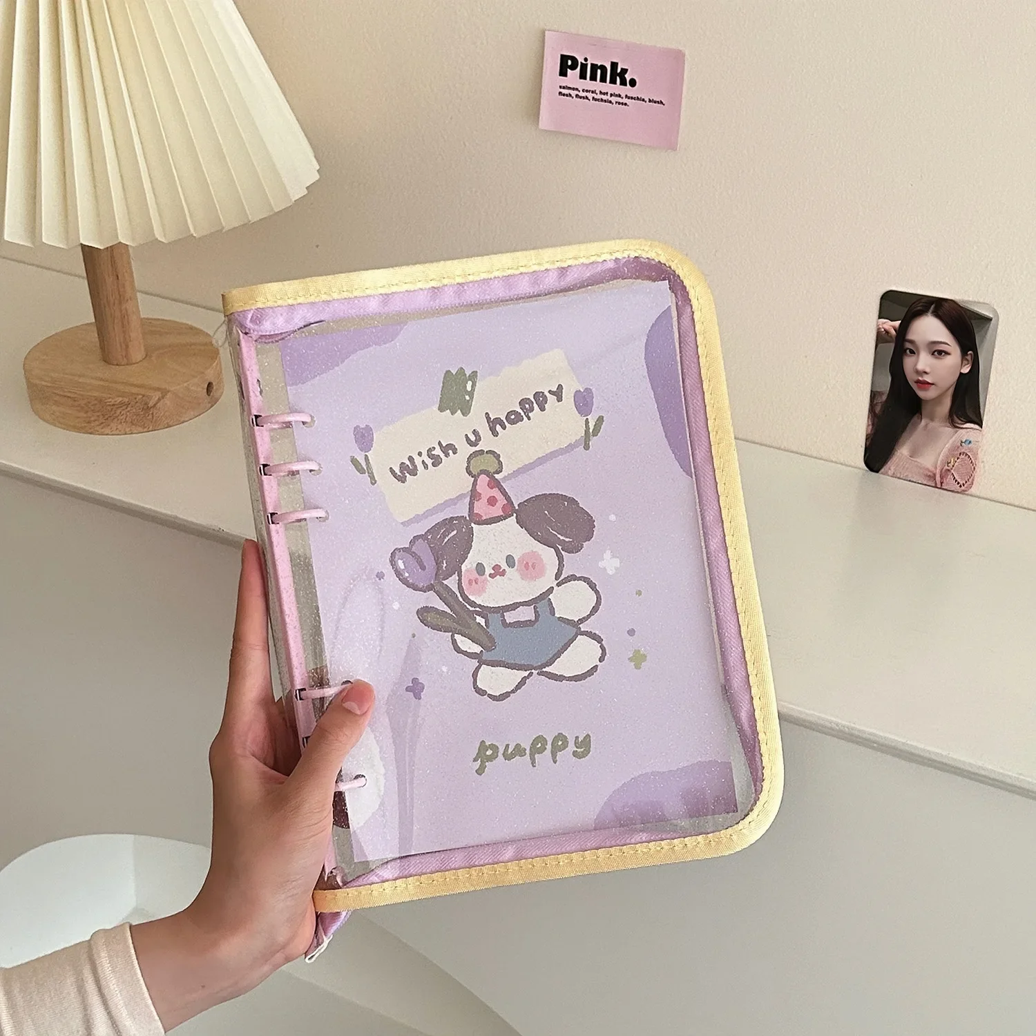 Kpop A5 Zipper Binder Collect Book Refill Organizer DIY Journal Dairy Transparent Idol Photo Album Kawaii Stationery Supplies