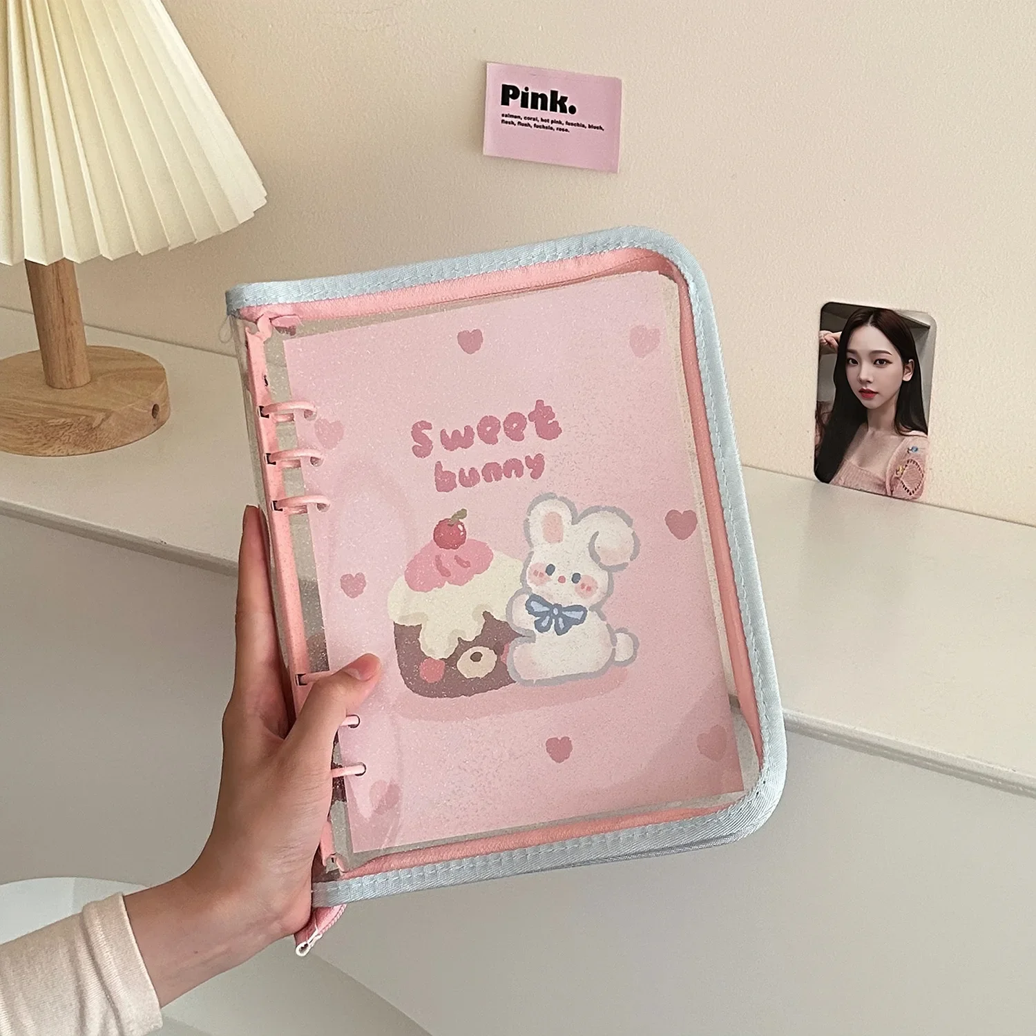 Kpop A5 Zipper Binder Collect Book Refill Organizer DIY Journal Dairy Transparent Idol Photo Album Kawaii Stationery Supplies