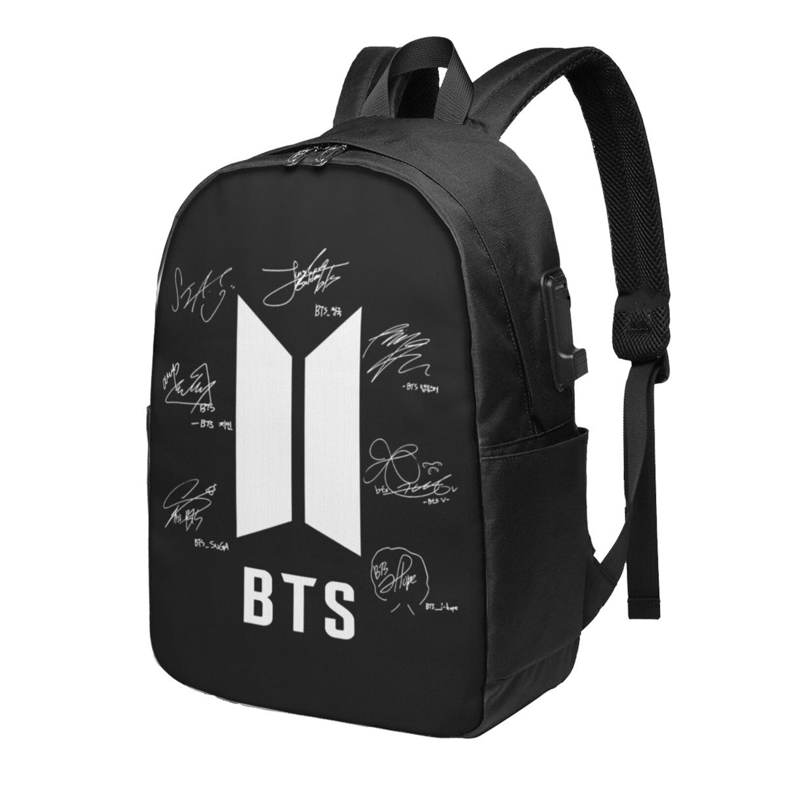 Kpop BTS Backpack For Men Women Teen , Water Resistant Casual Daypack Fits Laptop With Usb Charging Port,17 In Bookbag For Travel,School,Hiking,Gift
