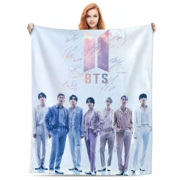 Kpop BTS Blanket Soft Cozy Lightweight Durable Plush BTS Throw Blanket Kpop BTS Flannel Fleece Blanket for Fans Kpop Lovers