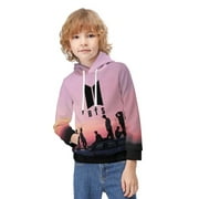 Kpop BTS Hoodie 3D Print Pullover Hooded Long Sleeve Sweatshirts Tops Blouse with Pocket for Boys Girls 8-10Y
