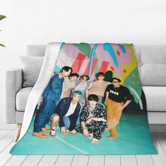 Kpop BTS Super Soft Throw Blanket Ultra Soft Flannel Blankets Home Furnishing Blanket Sofa Blanket 50"X40"