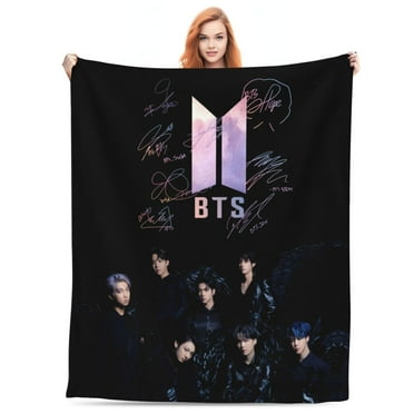 Kpop BTS Throw Blanket Lightweight Microfiber Couch BTS Fuzzy Blanket for Fans Soft Kpop Flannel Blanket for Men and Women