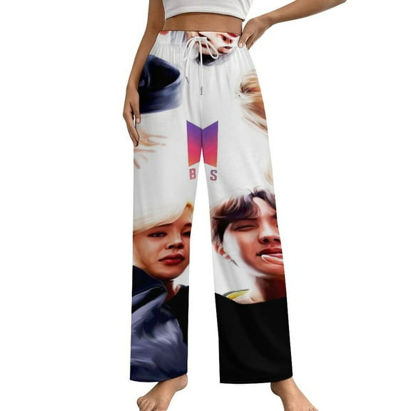 Kpop BTS Womens Comfy Pajama PJ Pants Lounge Pants Sleepwear Drawstring PJ Bottoms Pants