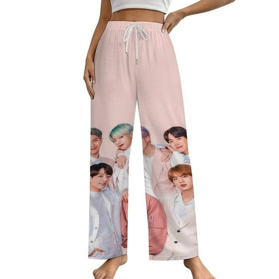 Kpop BTS Womens Comfy Pajama PJ Pants Lounge Pants Sleepwear Drawstring PJ Bottoms Pants