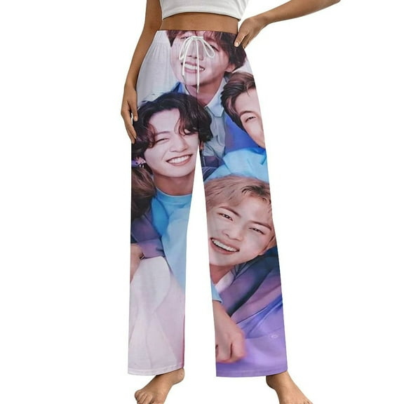 Kpop BTS Womens Comfy Pajama PJ Pants Lounge Pants Sleepwear Drawstring PJ Bottoms Pants