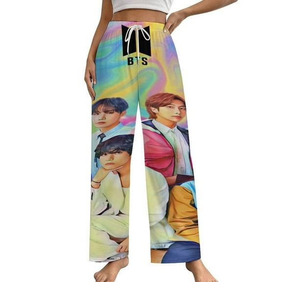 Kpop BTS Womens Comfy Pajama PJ Pants Lounge Pants Sleepwear Drawstring PJ Bottoms Pants