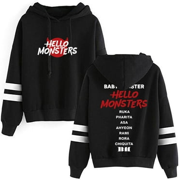 Kpop Babymonster Hello Monsters World Tour Merch Pullover Pocketless Parallel Bars Sleeve Streetwear