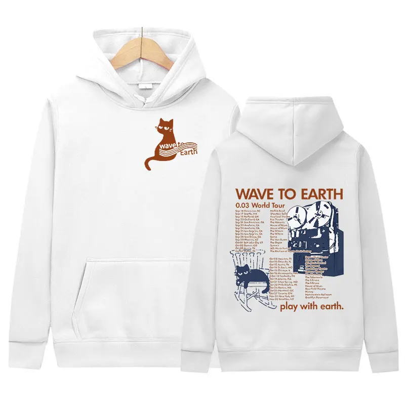 Kpop Band Wave To Earth Cat 0.03 World Tour Hoodie Men Women Retro