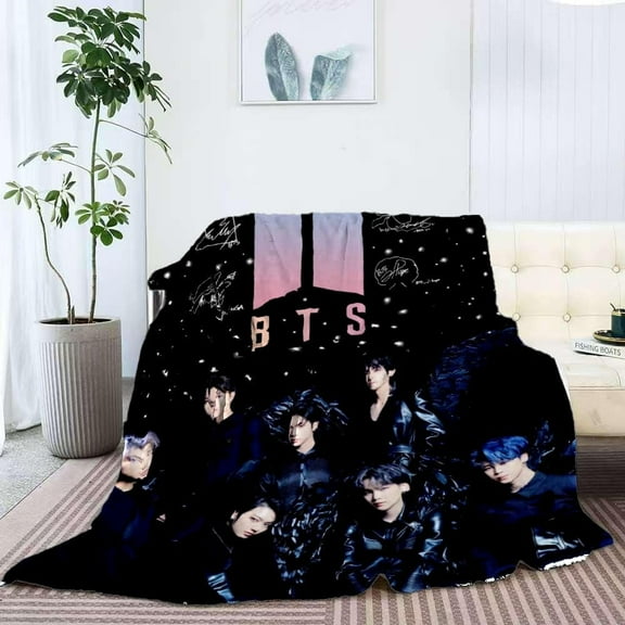 Kpop Bangtan Blanket Boys Soft Blanket, Ultra Cozy Plush, Warm, Lightweight, Hypoallergenic Throw Blanket for Gifts | Kpop Merchandise,Sofa Office Travel Cozy Plush Beach Blanket Gift 40x50in