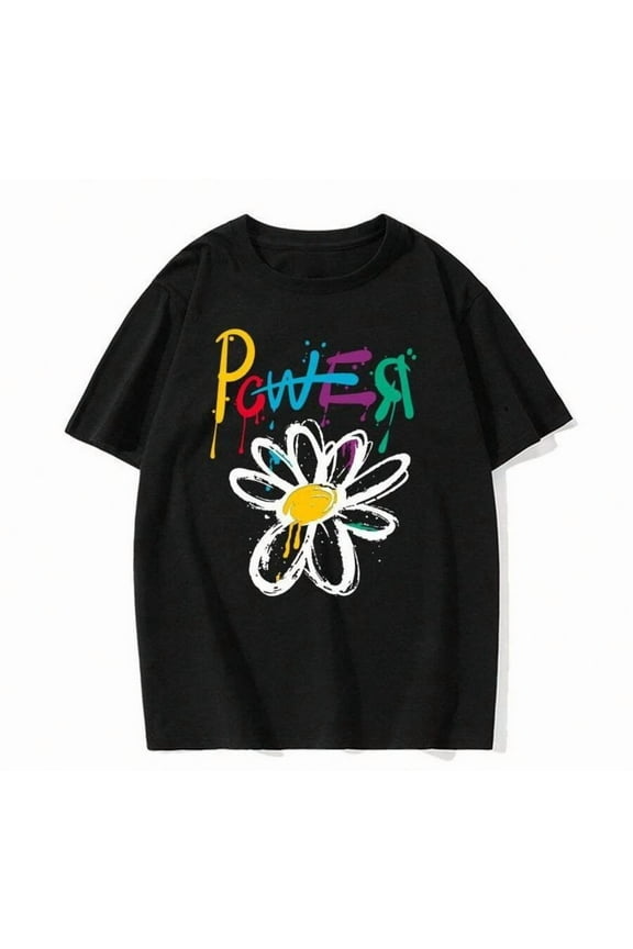 Kpop Bigbangs T-Shirt GD POWER Letter Graffiti Quan Zhilong Same Style Clothing