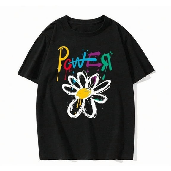 Kpop Bigbangs T-Shirt GD POWER Letter Graffiti Quan Zhilong Same Style Clothing