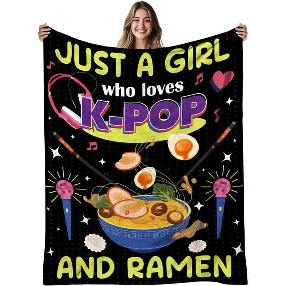 Kpop Blanket for K-Pop Lovers, Soft Korean Blanket for Teens, Kpop Gifts for Women and Men, Cozy Flannel Birthday Gift Blankets for Teens, for Couch or Bed, Holiday