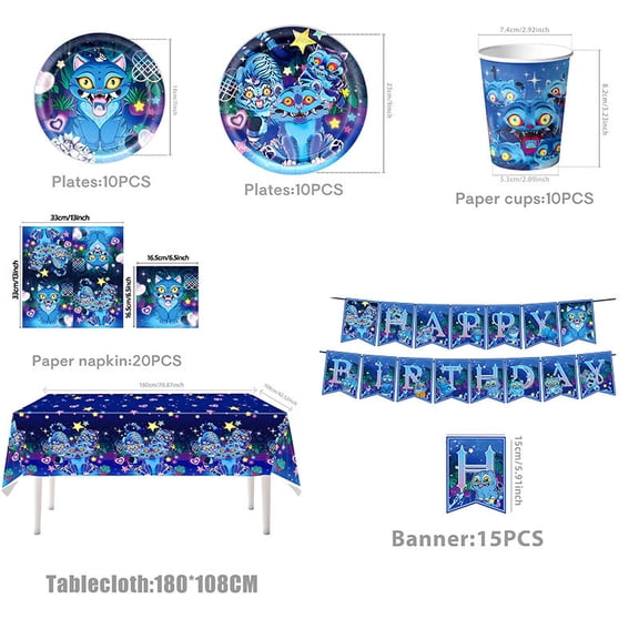 Kpop Blue Tiger Theme Birthday Party Decorations Spiral Hanging Banners Banners Paper Plates