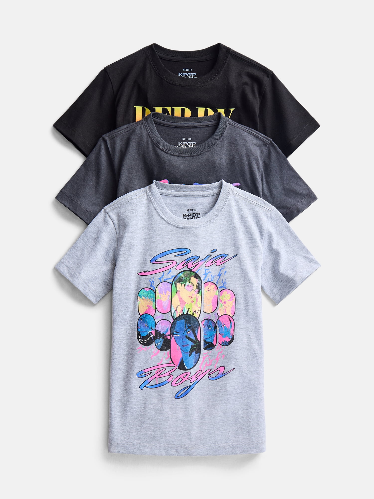 K Pop Boys Graphic Tee with Short Sleeves, 3-Pack, Sizes XS - 2XL