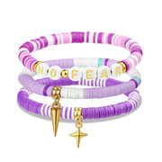 Kpop Bracelet Set 3PCS - Purple Clay Beaded Stretch Jewelry Kpop Fan Gift for Women Teens