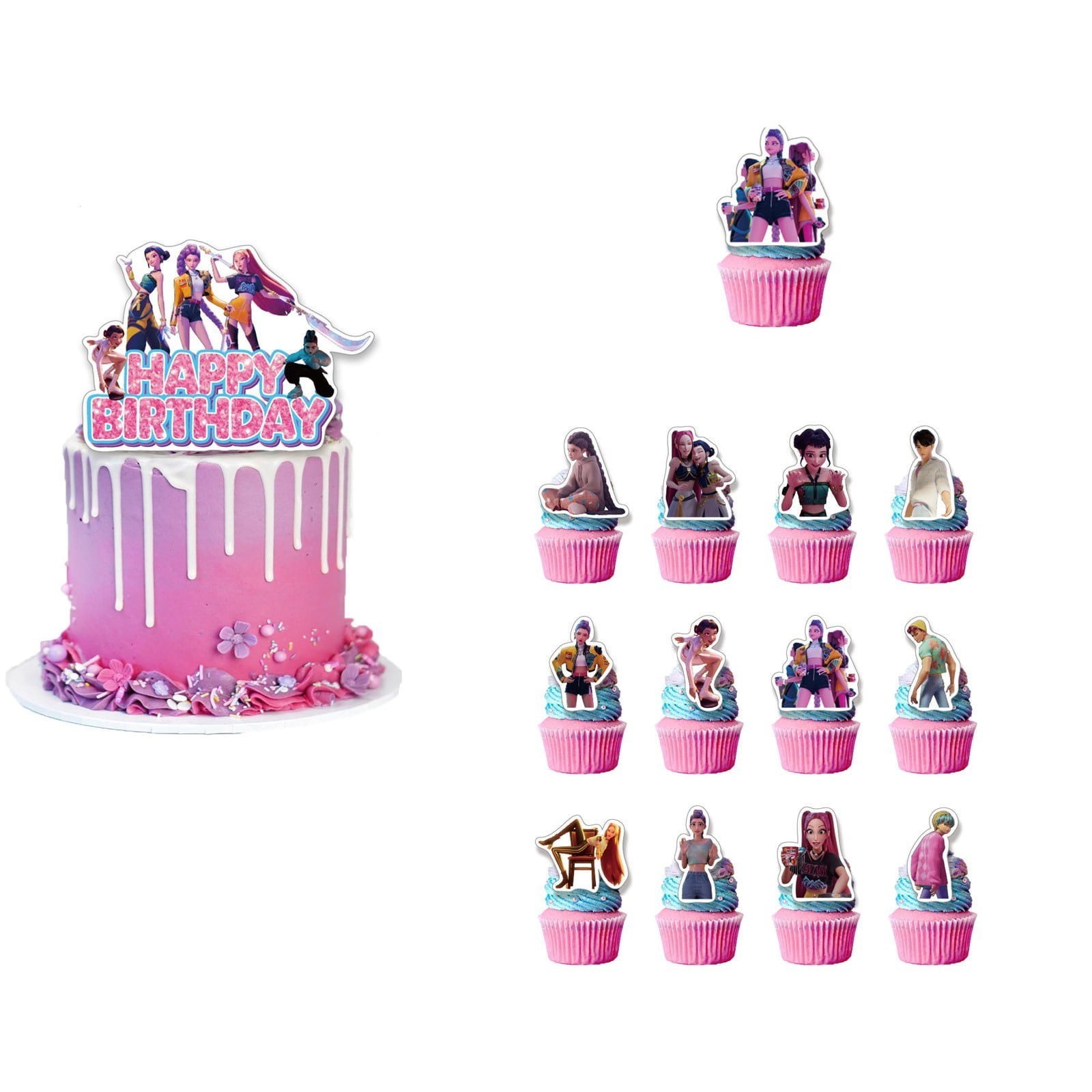 Birthday Cake Decoration Inserts, Mirror Acrylic Cake Topper Side Cake ...