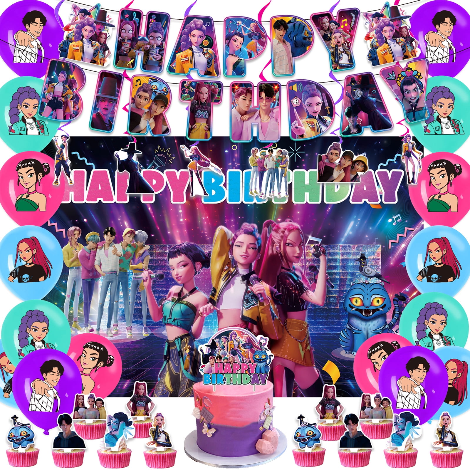 Kpop Demon Hunters Birthday Party Supplies,kpop demon hunters Birthday