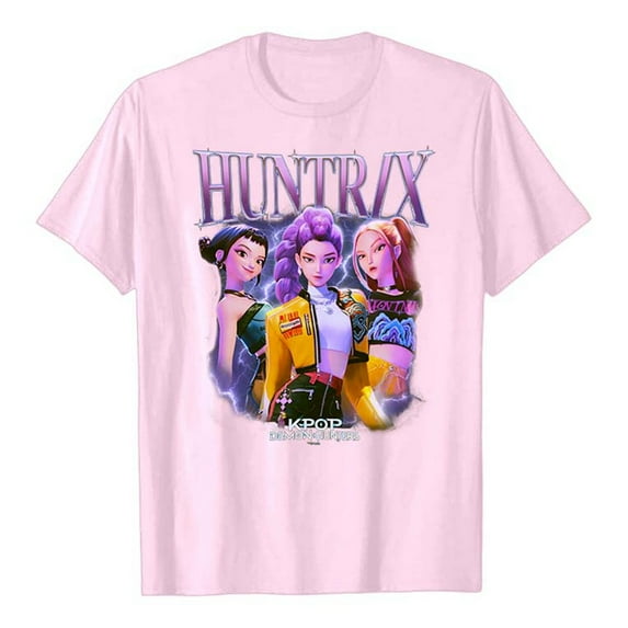Kpop Demon Hunters Bootleg Style Printed T-shirt, Kpop Demon Hunters Outfit, Hot Cartoon Theme Printing Top Kpop Demon Hunters Costume for Fans