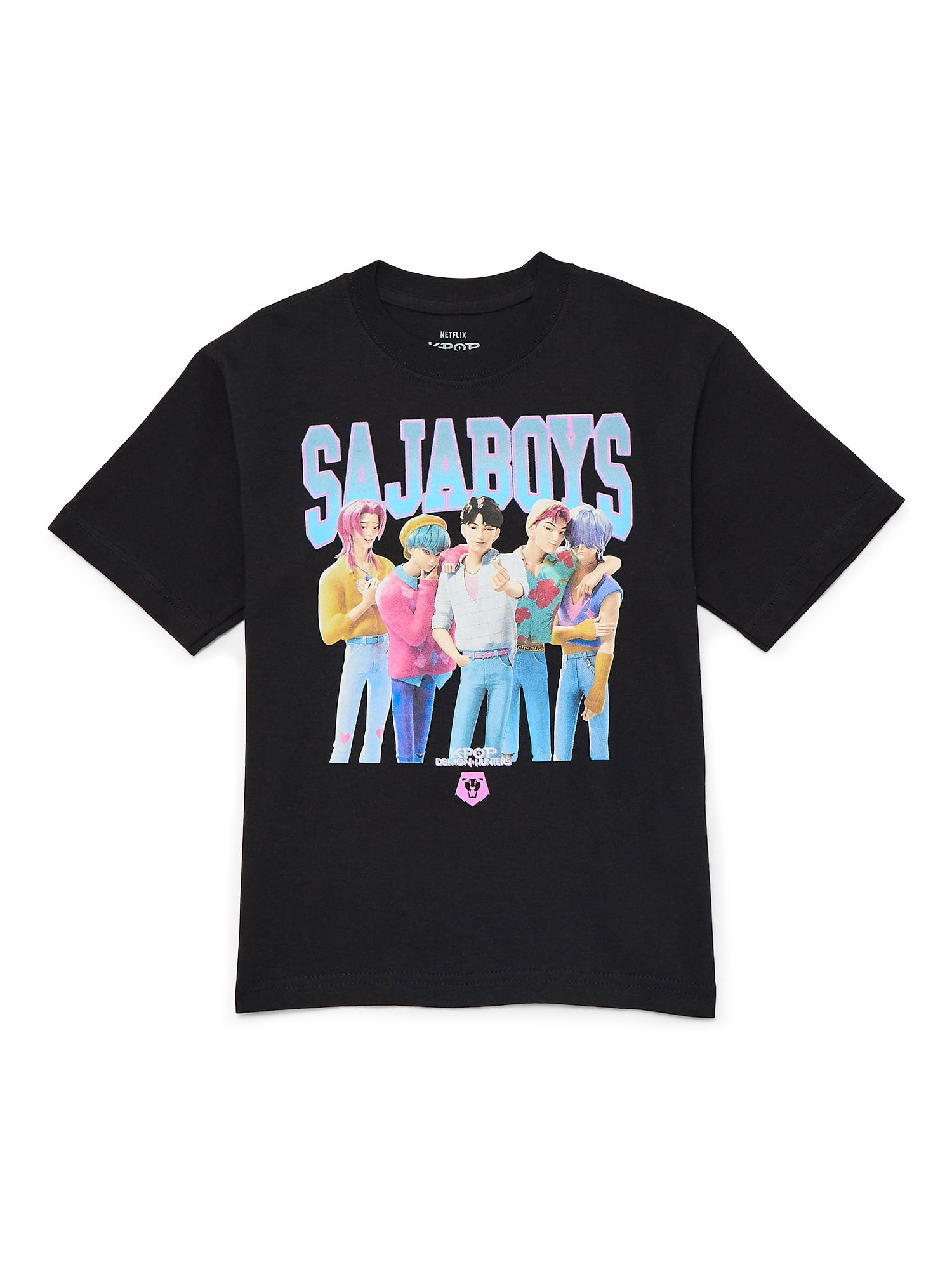 KPop Demon Hunters Boys Graphic Tee with Short Sleeves, Sizes XS-2XL