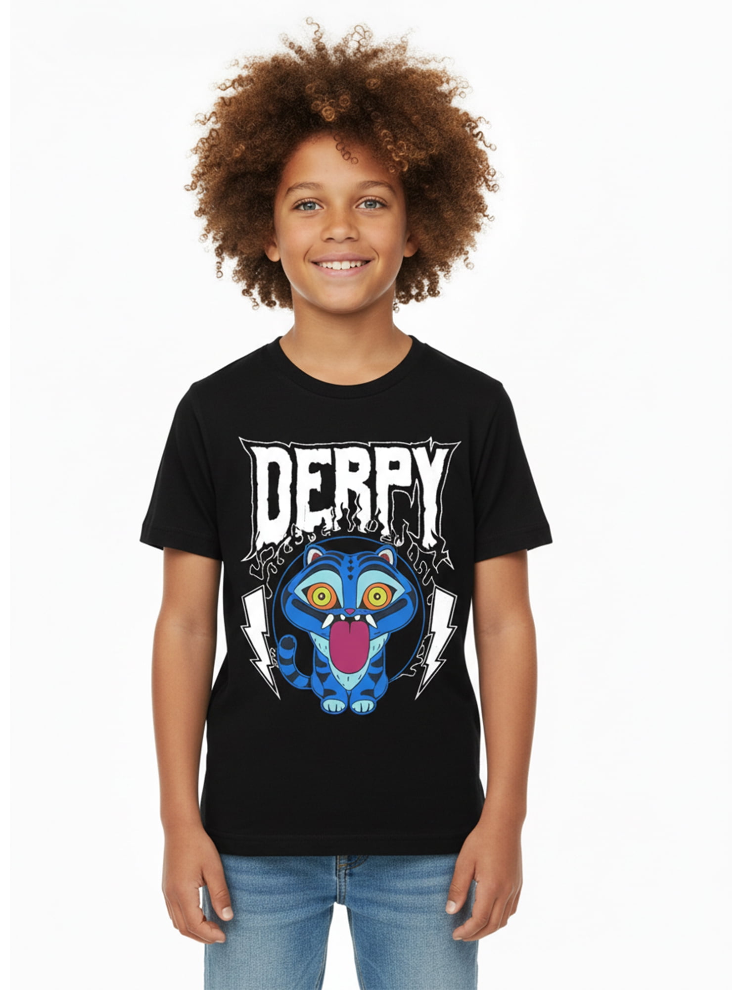 Kpop Demon Hunters Boys' Graphic Tee with Short Sleeves, Derpy Tiger, Sizes 4-18