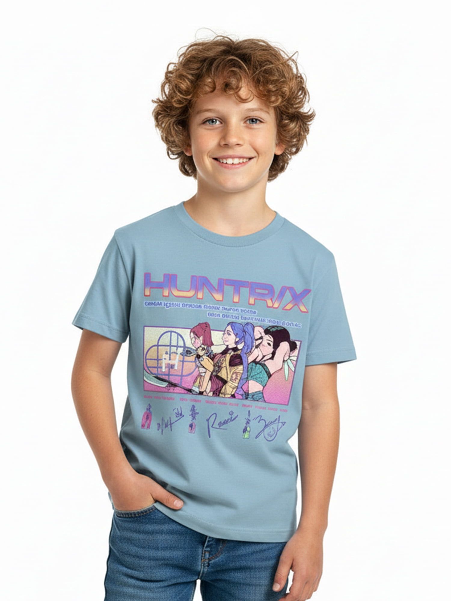 Kpop Demon Hunters Boys' Graphic Tee with Short Sleeves, Huntrix Voices, Sizes 4-18