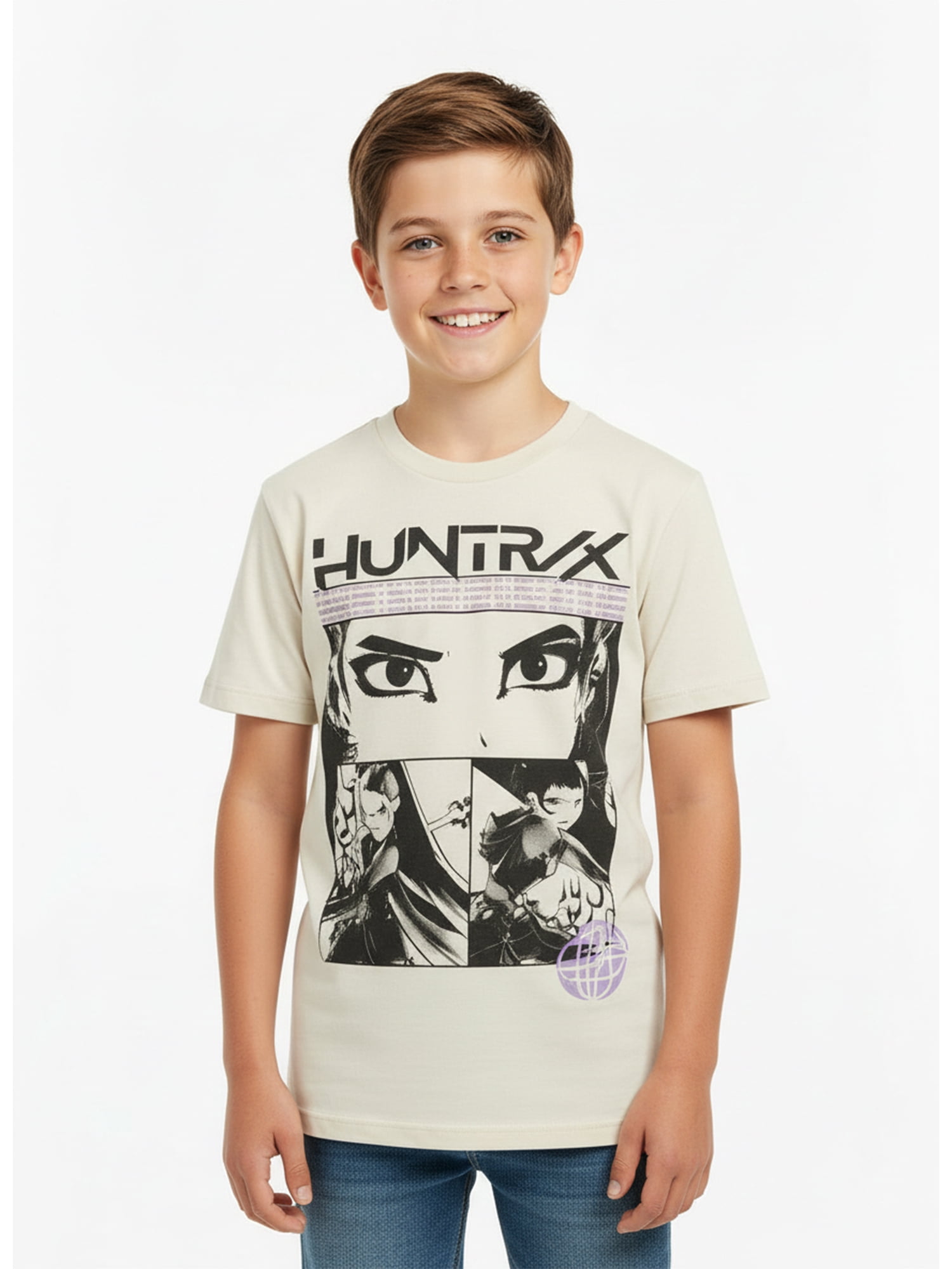 Kpop Demon Hunters Boys' Graphic Tee with Short Sleeves, Trio Framed, Sizes 4-18