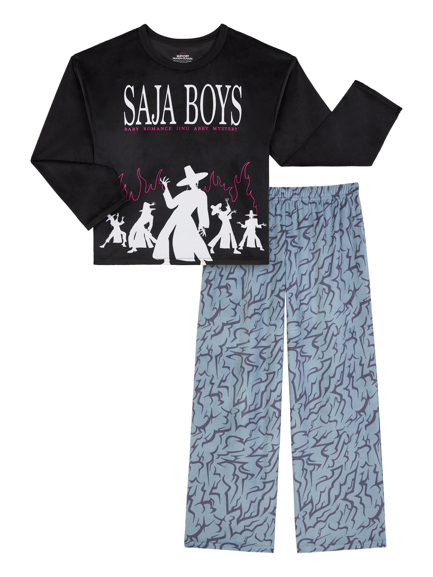 Kpop Demon Hunters Boys Long Sleeve Sleep Top and Pants Pajama Set, 2-Piece, Sizes 4-12