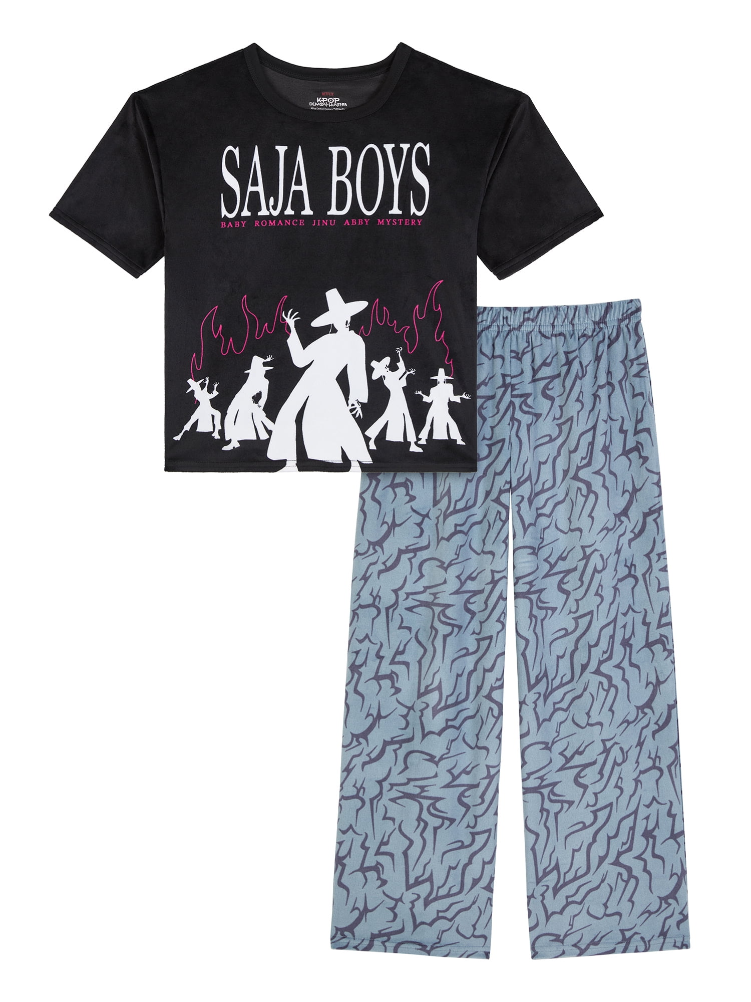 Kpop Demon Hunters Boys Short Sleeve Sleep Top and Pants Pajama Set, 2-Piece, Sizes 6-12