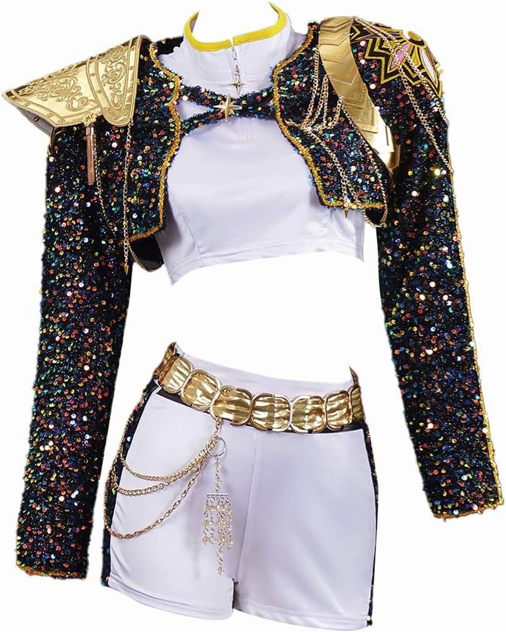 Costume Fille Chanteuse Pop Rumii Zoey Mira - Déguisement Halloween Cosplay Avec Perruque - Tenue Scène Fête Carnaval - 7