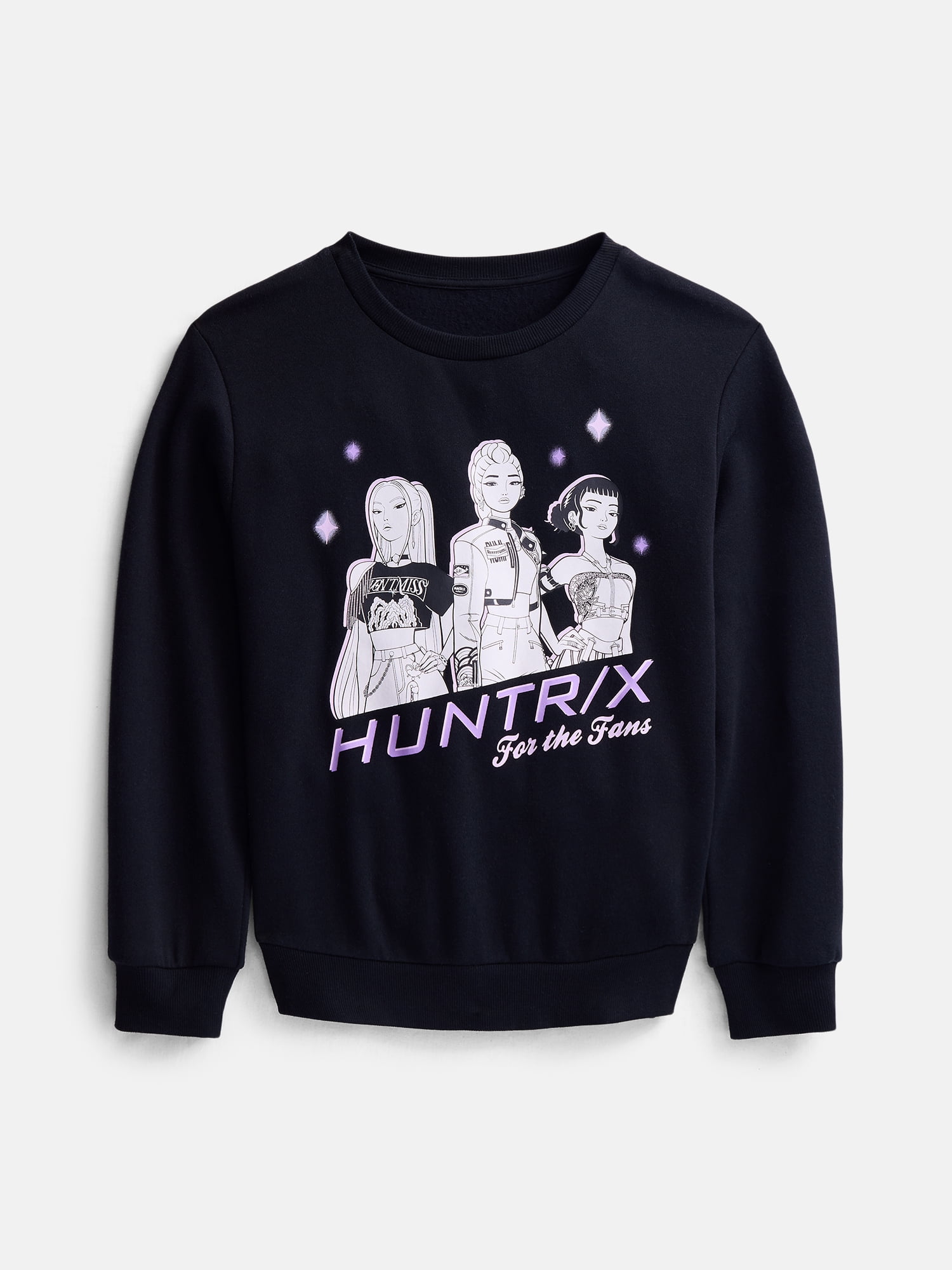 KPop Demon Hunters Girls Huntrix Glowing Graphic Sweatshirt, Sizes 4-16