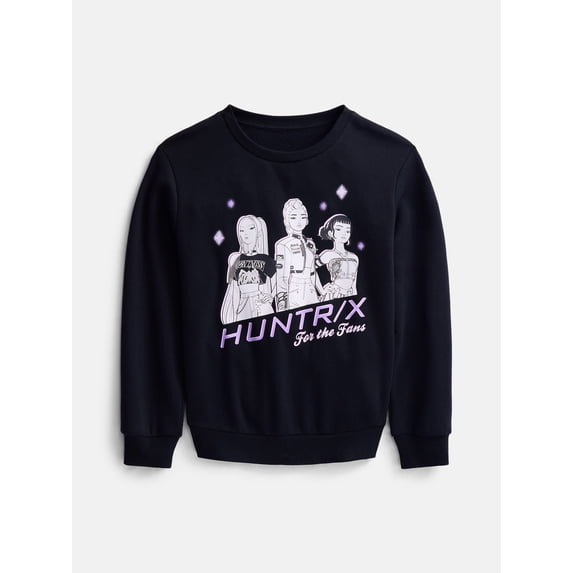 KPop Demon Hunters Girls Huntrix Glowing Graphic Sweatshirt, Sizes 4-16