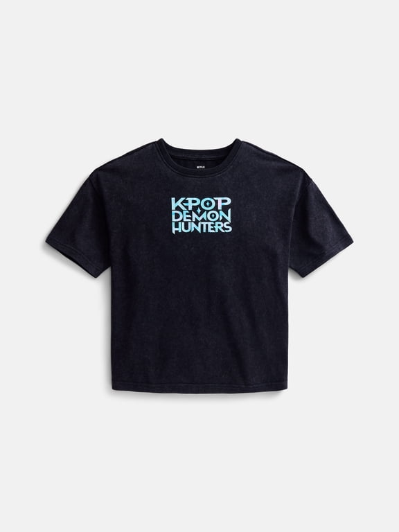 KPop Demon Hunters Girls Mineral Wash Graphic T-Shirt, Sizes 4-16