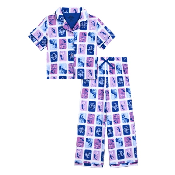 Kpop Demon Hunters Girls Short Sleeve Sleep Notch Collar Top and Pants Pajama Set, 2-Piece, Sizes 6-12