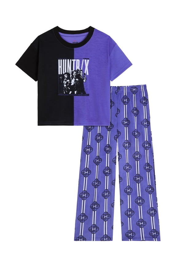 Kpop Demon Hunters Girls Short Sleeve Sleep Top and Pants Pajama Set, 2-Piece, Sizes 6-12