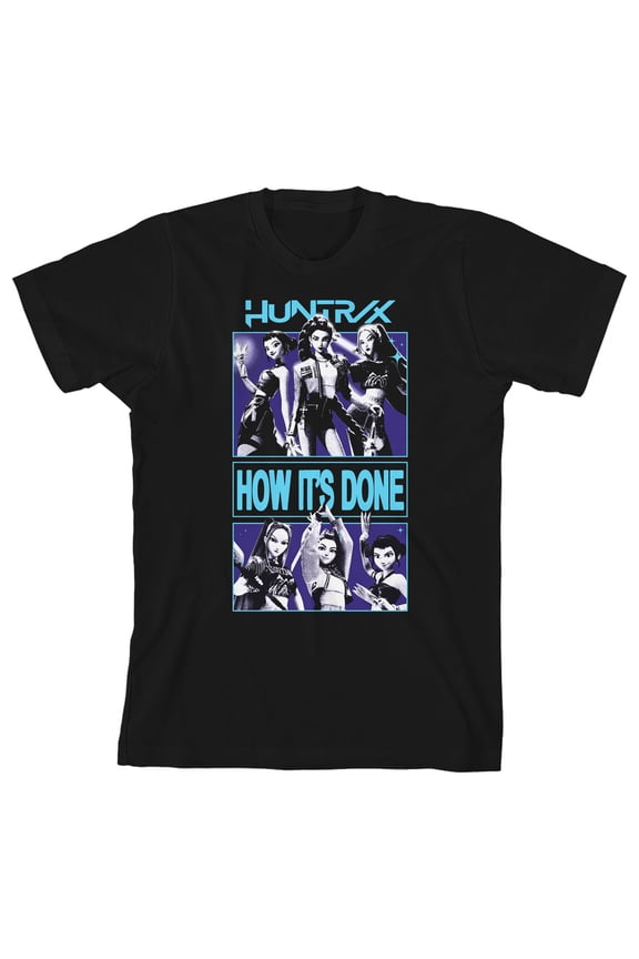 Kpop Demon Hunters How Its Done Boys Black Crew Neck Short Sleeve T-shirt-Large