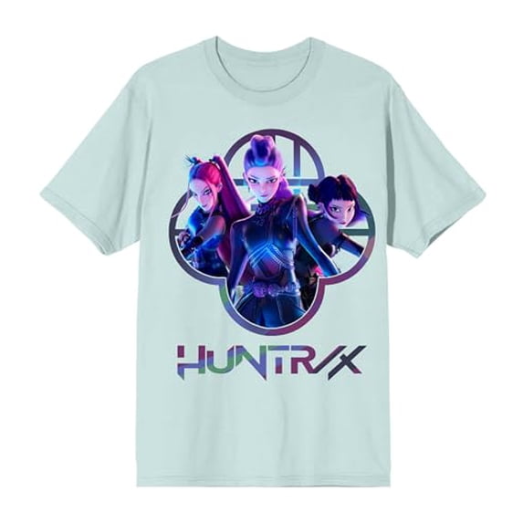 Kpop Demon Hunters Huntrix Capture Color Adult Blue Glass Crew Neck Short Sleeve T-Shirt-XXL